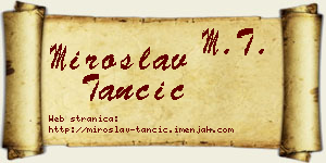Miroslav Tančić vizit kartica